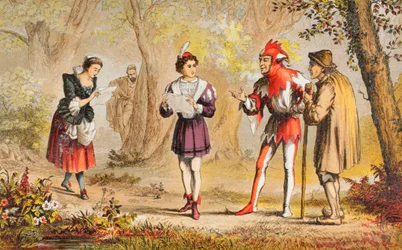 Rosalind spreekt in As You Like It, Act III, Scene II, 