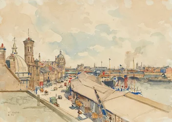 Bij de Clyde (potlood en aquarel)
