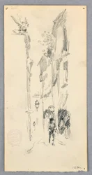 Tekening, Straatbeeld, Venetië, 1882