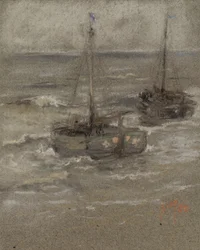 Vissersboten voor anker