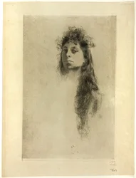 Hoofd van een vrouw met lang haar
