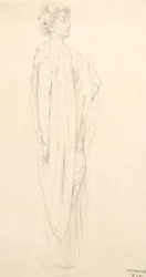 Studie van gedrapeerde vrouwelijke figuur voor Moods to Music muurschildering