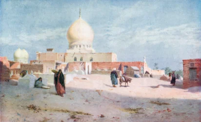 De graftombe van Sheykh in Damietta (kleurenlitho)