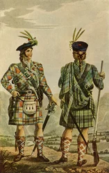 Hooglandhoofden in de Stewart en Gordon Tartans, 1831