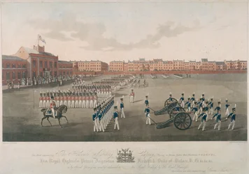 Scène van Honourable Artillery Company, City Road, Finsbury, Islington, Londen, 1829