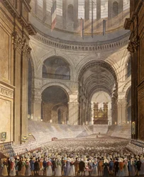 Aquarel - De verjaardagsbijeenkomst van de liefdadigheidskinderen in de kathedraal van St. Paul