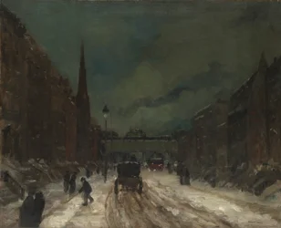 Straatscène met sneeuw (57th Street, NYC)