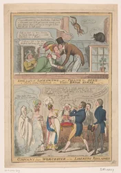 Spotprent over het huwelijk van de markies van Worcester en Anne Francis Culling Smith, 1822