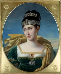 Portret van Pauline Bonaparte, prinses Borghese (1780 - 1825), zuster van Napoleon I. Schilderij van Robert Lefevre (1755-1830)