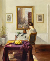 Een Vrouw in een Interieur