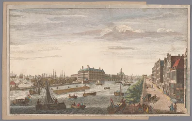 Gezicht op het Admiraliteitsmagazijn te Amsterdam