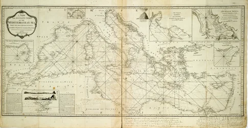 Een nieuwe en nauwkeurige kaart van de Middellandse Zee van de meest recente onderzoeken, vastgesteld en gereguleerd door astronomische waarnemingen
