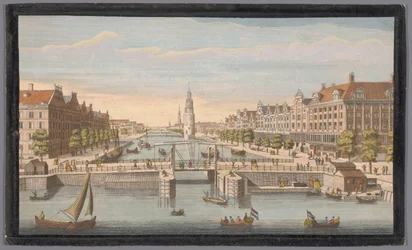 Gezicht op de Oudeschans te Amsterdam gezien vanaf het IJ
