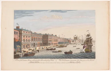 Gezicht op het Custom House aan de rivier de Theems te Londen