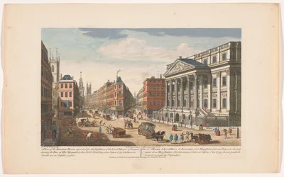 Gezicht op het Mansion House te Londen (Londen)