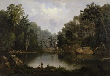 Blauwe put, overstromingswateren, kleine Miami rivier