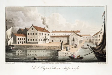 Huis van Lord Byron in Missolonghi, uit The Last Days of Lord Byron door William Parry, gepubliceerd 1825