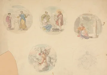 Vijf Vignetten van Scènes uit de Oudheid