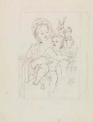 Studie van een vrouw en kind
