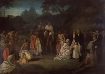 De overdracht van Matavi door de hogepriester van Tahiti