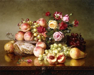 Fruit stilleven met rozen en honingraat, 1904