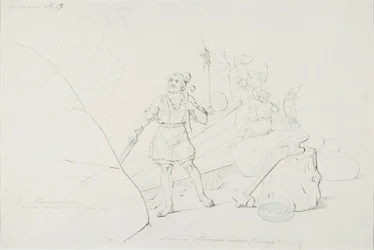 Ilmarinen smeedt de Sampo; Originele tekening voor de tekeningenreeks 