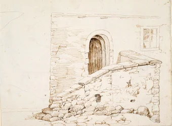Muur en deur van een Italiaans huis