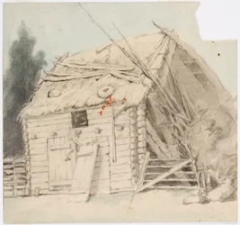 Gebouw met rieten dak