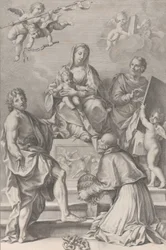 Madonna en kind met Sint Jan de Doper, Sint Lucas, paus Peter Celestini, 1694