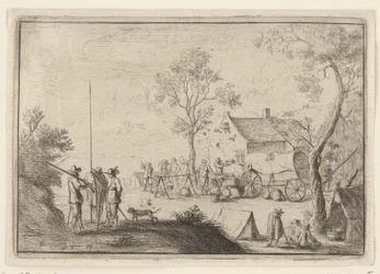 Soldaten rond een kookpot
