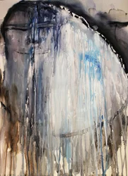 Melancholische blauwe figuur