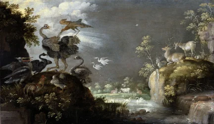 Landschap met struisvogel, ca. 1625 (olieverf op paneel)