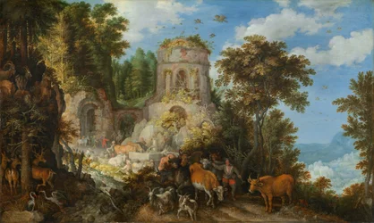 Landschap met de vlucht naar Egypte