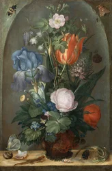 Bloemstilleven met twee hagedissen, 1603