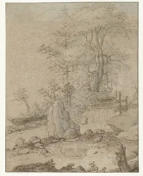 Rotsachtig landschap met waterval