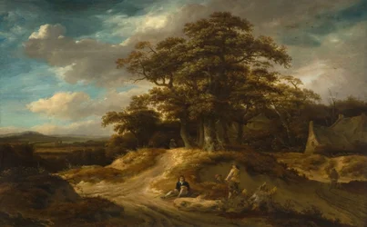 Reizigers aan de Rand van een Dorp