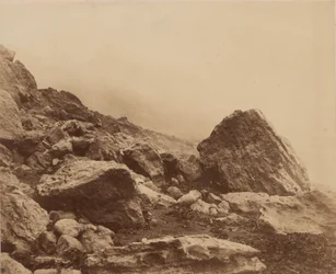 Rocken End in een storm, Isle of Wight,c. 1853 (foto)
