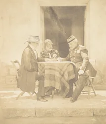 De Oorlogsraad op de Ochtend van de Inname van de Mamelon. Lord Raglan, Omar Pasha, M..., 1855