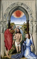 De doop van Christus Het altaar van St. Jan, middenpaneel, ca. 1455