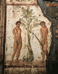 Adam en Eva in de Tuin van Eden (fresco)