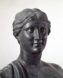 Buste van Sappho, bronzen standbeeld, uit Villa van Papyri, Herculaneum, Campania, Italië, Romeinse beschaving