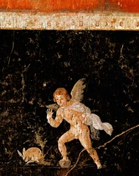 Cupido jaagt op een haas (fresco)