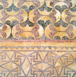 Detail van geometrisch tegelwerk, Huis van Theseus, Paphos, Cyprus mozaïek