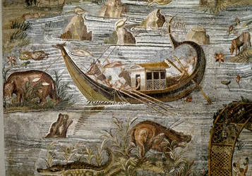 Detail van het Nilotische mozaïek van Preneste (Palestrina) uit het heiligdom van de godin Fortuna Primigenia, 80 v.Chr.