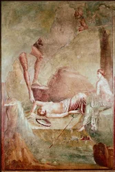 Dronken slapende maenade (fresco)