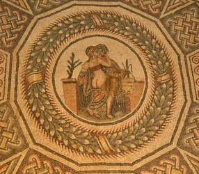 Erotisch vloermozaïek, Villa Romana del Casale, Piazza Armerina, Sicilië, Italië (foto)