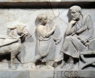 Fragment van de sarcofaag van Marcus Cornelius Statius (detail)