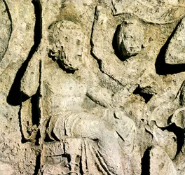 Fries met koning Priamus en Hecuba (detail)