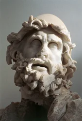 Kop van Ulysses (Odysseus), Romeinse kopie naar een hellenistisch beeldhouwwerk van de Rhodische school, waarschijnlijk uit de beeldengroep van de verblinding van Polyphemus, marmer
