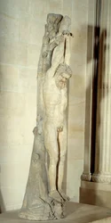 De marteling van Marsyas hangend aan een dennenstam. Marmeren beeldhouwwerk uit het einde van de 3e-begin 2e eeuw v.Chr.